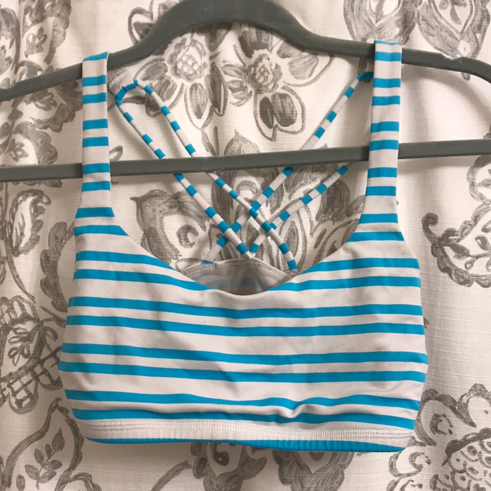 Lululemon blue/white stripe sports bra